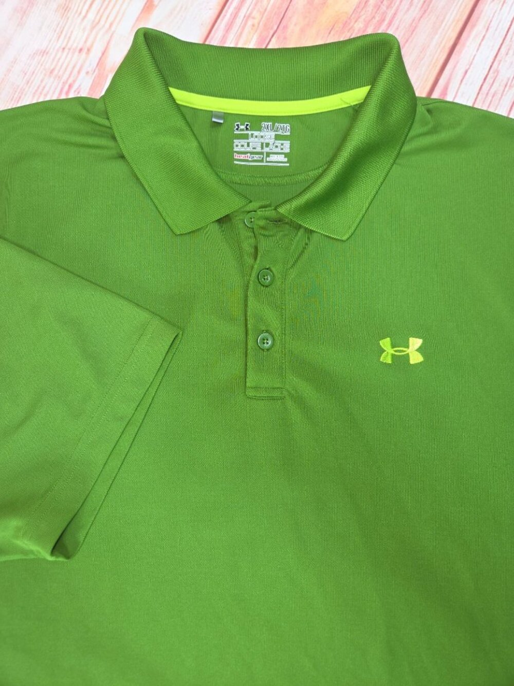 Under Armour Mens Loose HeatGear Green Polo Size 2XL